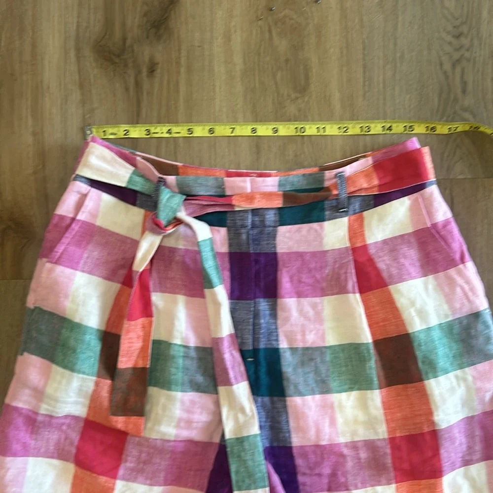 BODEN Alma Tie Waist Linen Shorts Bonbon Pink, Flambe Check. RARE Multicolor - Picture 11 of 12